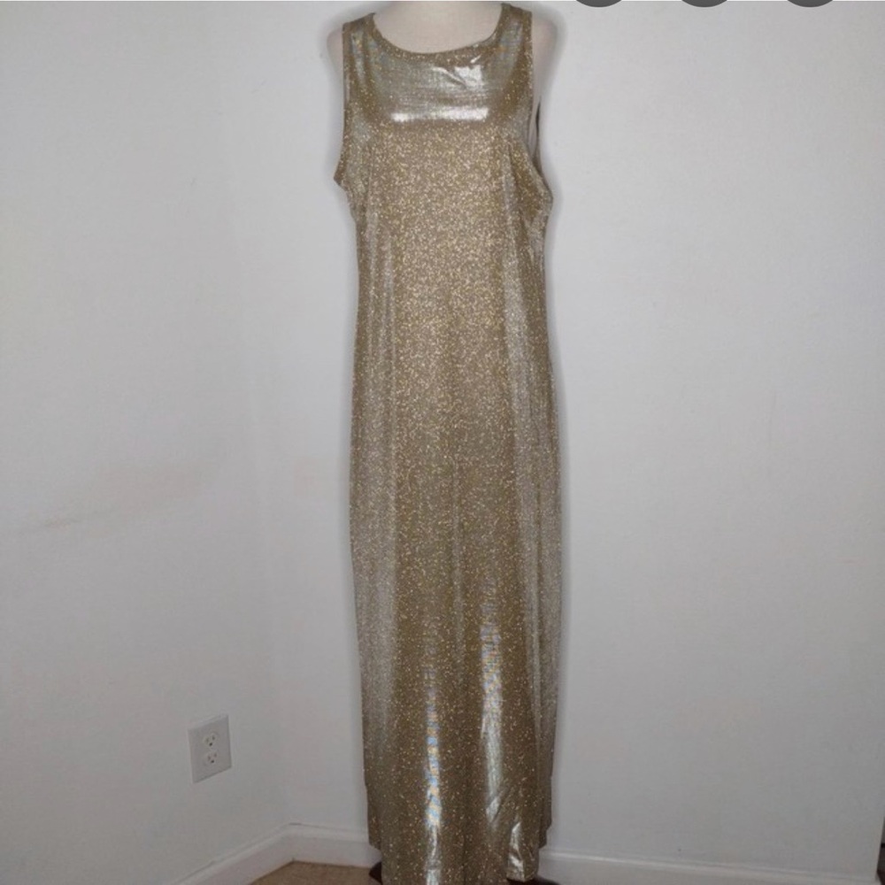 NWT Vince Camuto Gold Sparkle Maxi Dress
